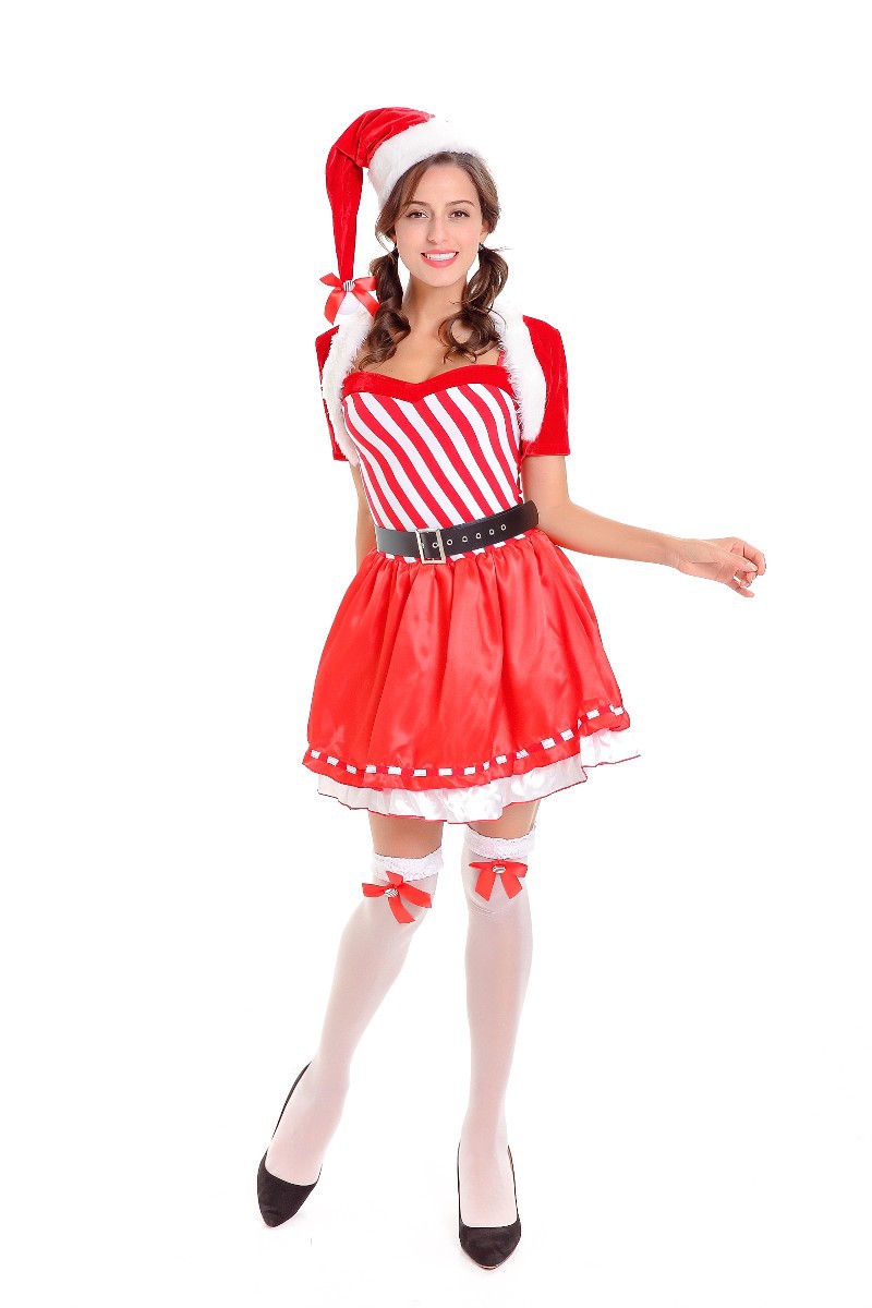 FC135 Candy Cane Cutie Costume Womens Sexy Christmas Fancy Dress